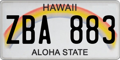 HI license plate ZBA883