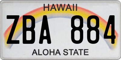 HI license plate ZBA884