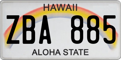 HI license plate ZBA885