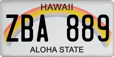 HI license plate ZBA889