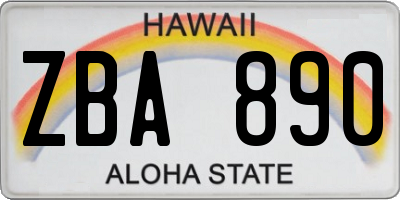 HI license plate ZBA890
