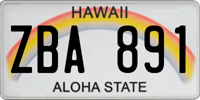HI license plate ZBA891