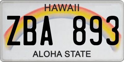 HI license plate ZBA893