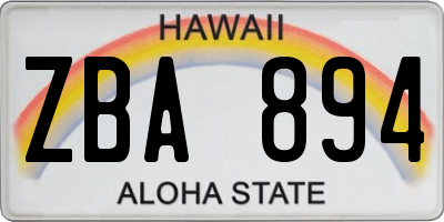 HI license plate ZBA894