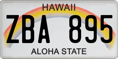 HI license plate ZBA895