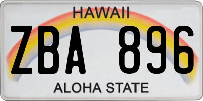 HI license plate ZBA896