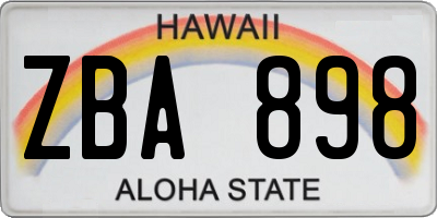 HI license plate ZBA898