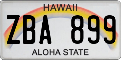 HI license plate ZBA899