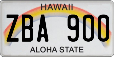 HI license plate ZBA900