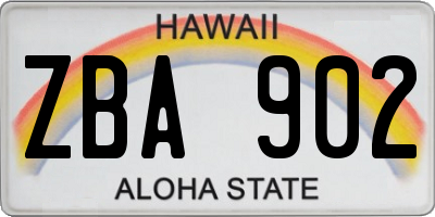 HI license plate ZBA902