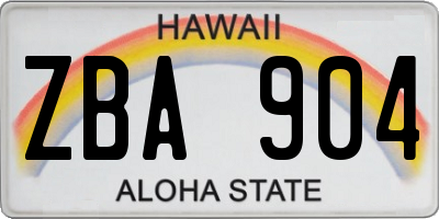 HI license plate ZBA904