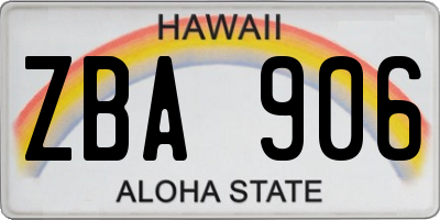 HI license plate ZBA906
