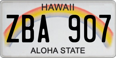 HI license plate ZBA907