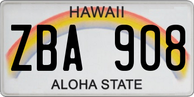 HI license plate ZBA908