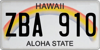 HI license plate ZBA910