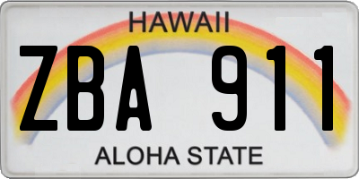 HI license plate ZBA911