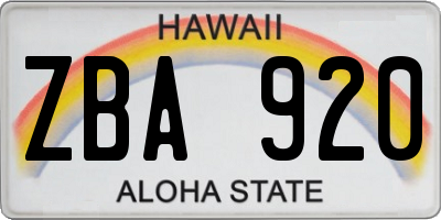 HI license plate ZBA920
