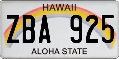 HI license plate ZBA925