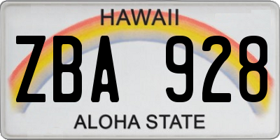 HI license plate ZBA928