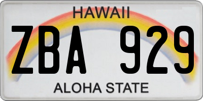 HI license plate ZBA929