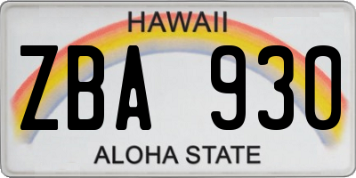 HI license plate ZBA930