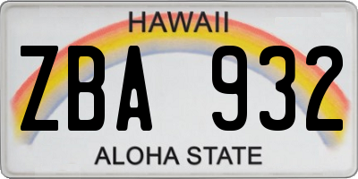 HI license plate ZBA932