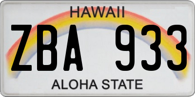 HI license plate ZBA933