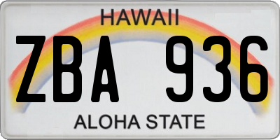 HI license plate ZBA936