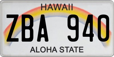 HI license plate ZBA940