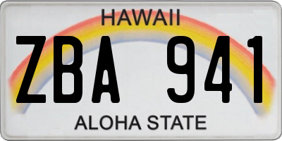 HI license plate ZBA941