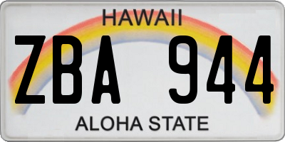 HI license plate ZBA944