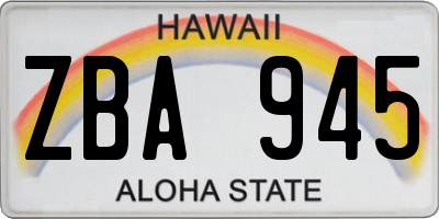 HI license plate ZBA945