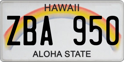 HI license plate ZBA950