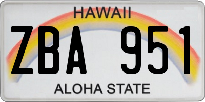 HI license plate ZBA951