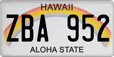 HI license plate ZBA952