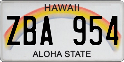 HI license plate ZBA954