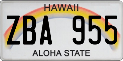 HI license plate ZBA955
