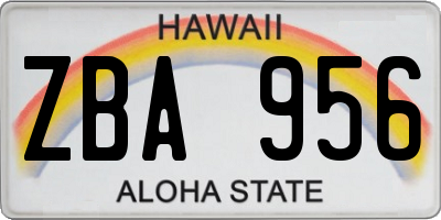 HI license plate ZBA956