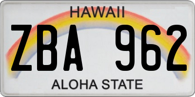 HI license plate ZBA962