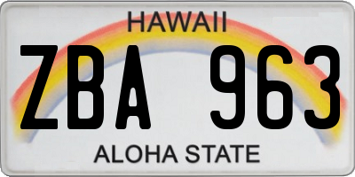 HI license plate ZBA963