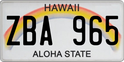 HI license plate ZBA965