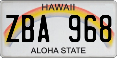 HI license plate ZBA968
