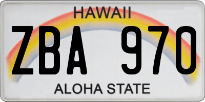 HI license plate ZBA970