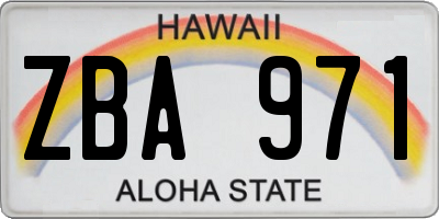 HI license plate ZBA971