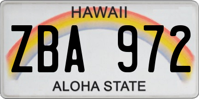 HI license plate ZBA972