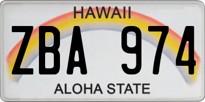 HI license plate ZBA974