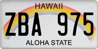 HI license plate ZBA975