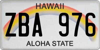 HI license plate ZBA976