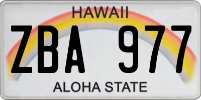 HI license plate ZBA977