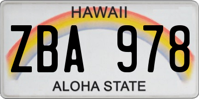 HI license plate ZBA978